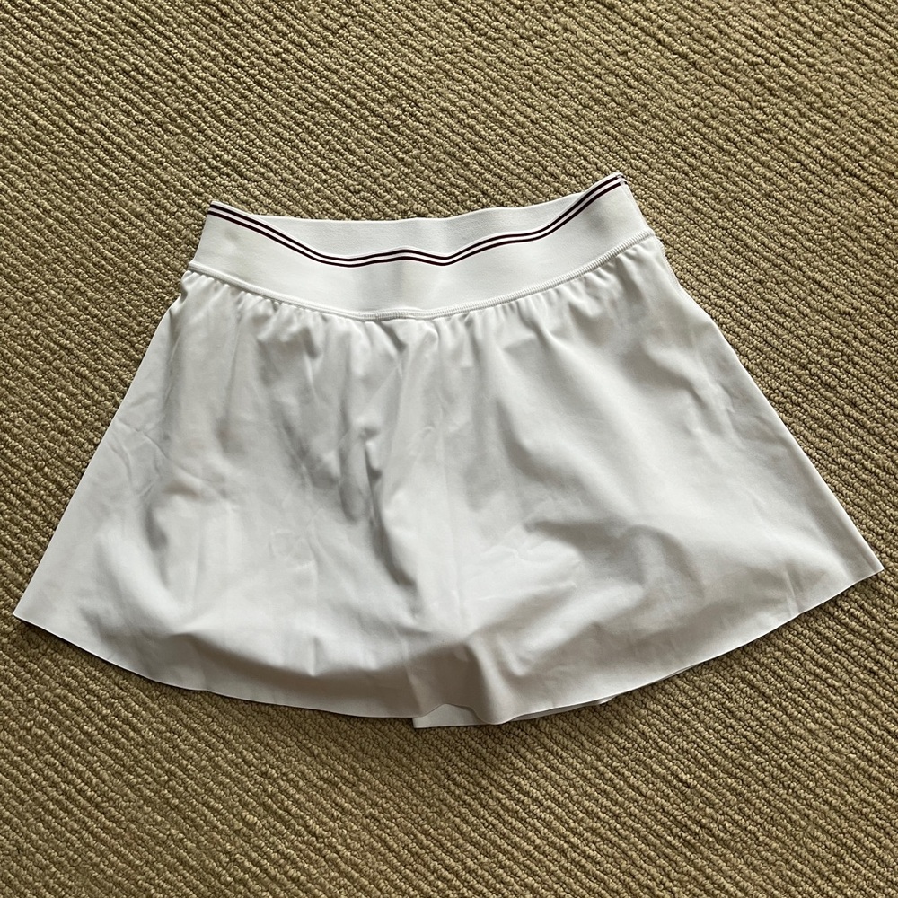 Athleta White Mini Skirt with Black Waist Stripe